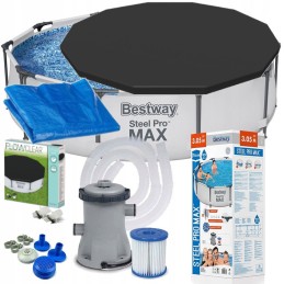 Bestway 56408 sodo baseino rėmas 305x76cm dengiamojo kilimėlio siurblio filtras