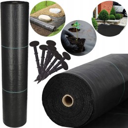 Juoda nuo piktžolių agrotekstilė 90g/m2 + tvirtinimo ankeriai 50vnt