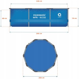 Didelio rėmo sodo baseinas 366x76cm rinkinys 17in1 freebies modelis 2024