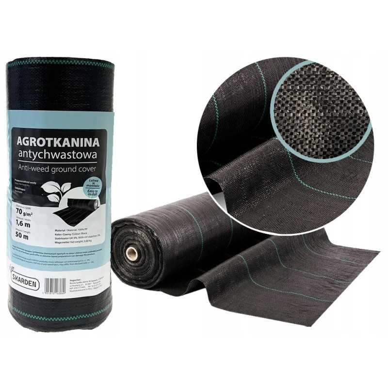 Juodas nuo piktžolių agrotekstilės skardenas 70g 1,6x50m