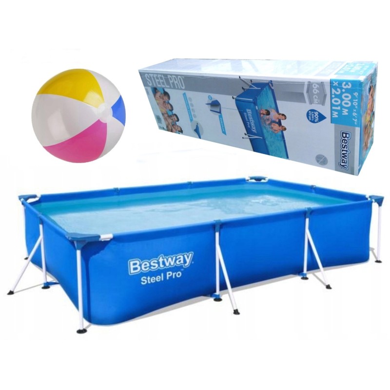Sodo baseinas ant Bestway rėmo 3x2m su intex kamuoliuku