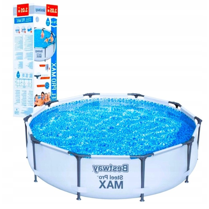 Apvalaus rėmo sodo baseinas 305x76cm plieninis pro max 4678l patvarus