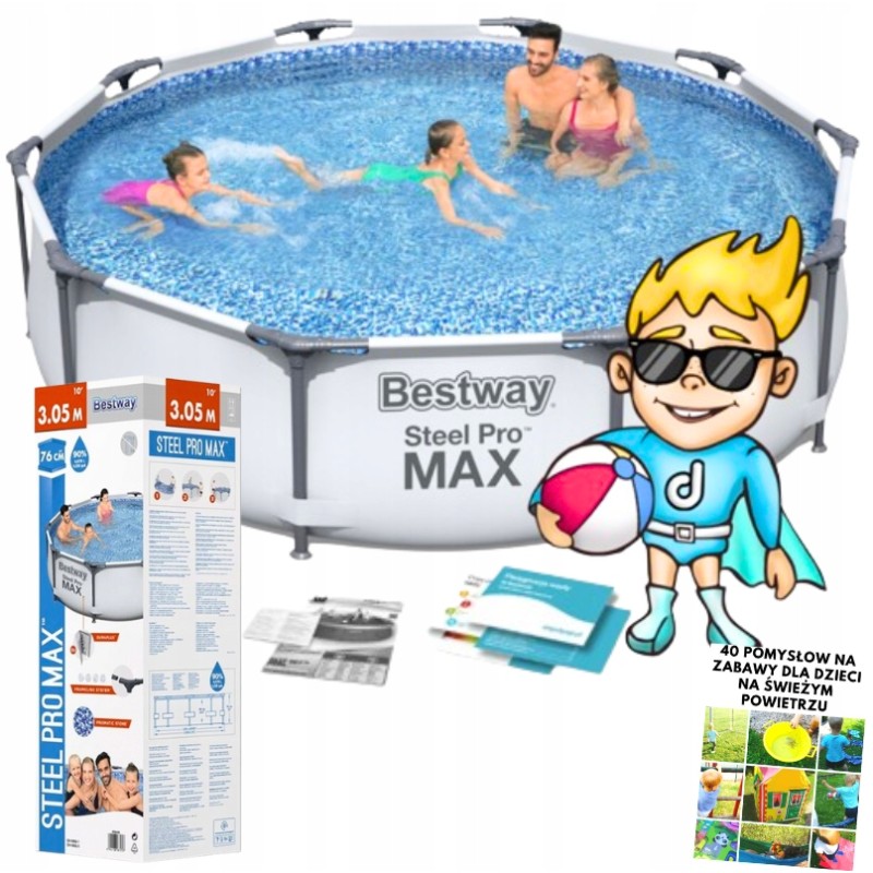 Nebrangus rėmo baseinas 305x76 bestway garden, patvarus mega hitų rinkinys