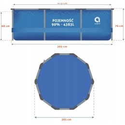 Apvalaus rėmo baseino priedai 19 viename siurblio filtras 305x76 cm