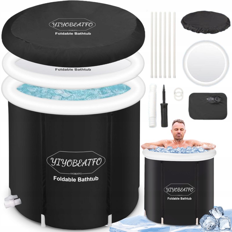 Baseinas maudynėms namuose, sulankstoma statinė 320 l žiemos maudynėms, 75 x 75