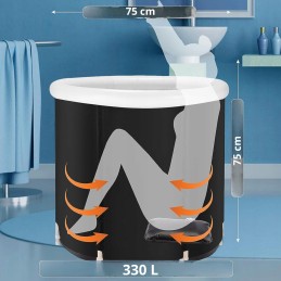 Baseinas maudynėms namuose, sulankstoma statinė 320 l žiemos maudynėms, 75 x 75