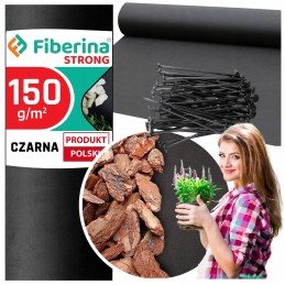 Lenkiškas, labai storas agrotekstilės pluoštas stiprus premium 0,8x50m 150g, juodas + smeigtukai