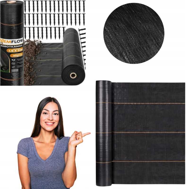 ⭐Agrotekstilė agrotekstilė 1,1x50m nuo piktžolių juoda 90g UV 3% + 50x inkarai❗