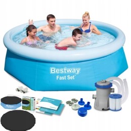 9in1 366x76 bestway išplėtimo baseinas yra uždengtas siurbliu