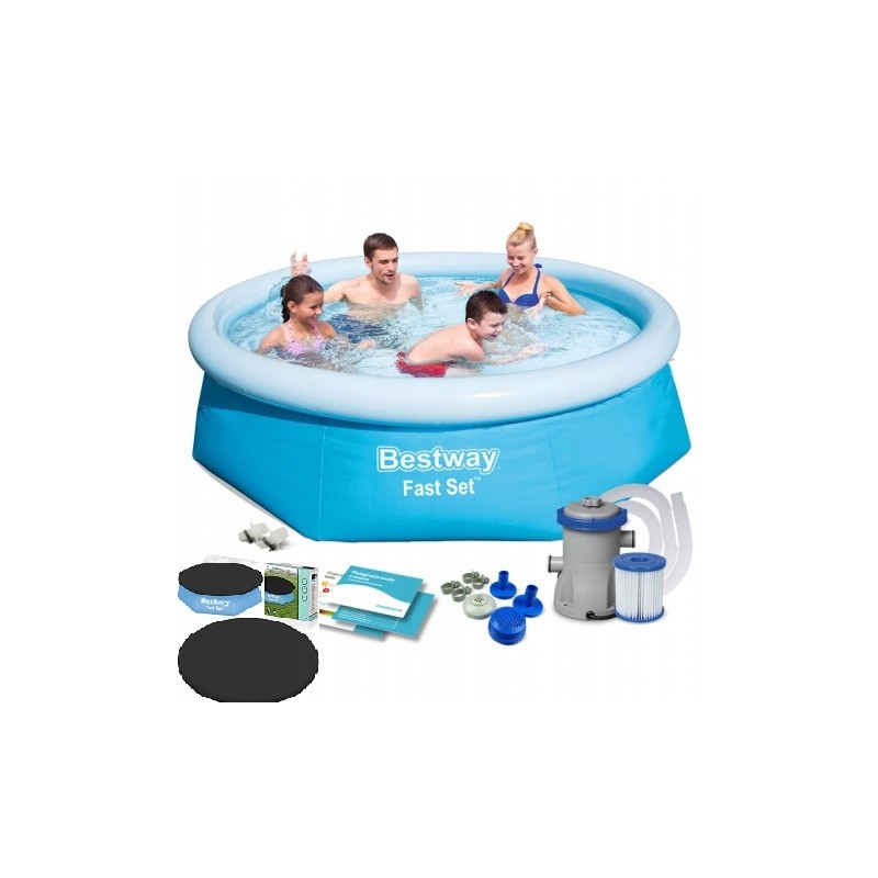 9in1 366x76 bestway išplėtimo baseinas yra uždengtas siurbliu