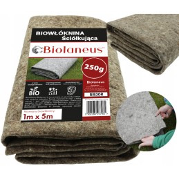 Labai storas biologinio pagrindo mulčiavimo audinys iš avies vilnos biolaneus 1x5m 250g