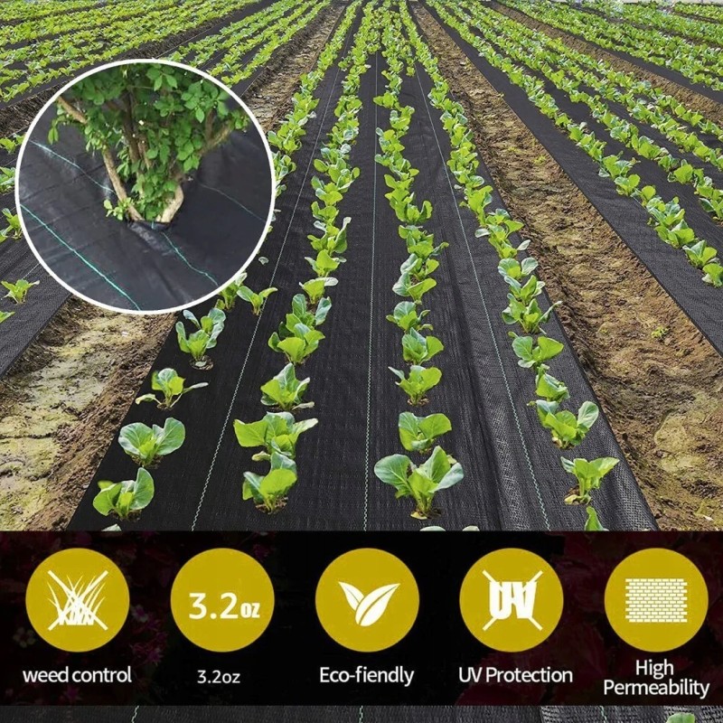Juodas nuo piktžolių agrotekstilės skardenas 70g 1,6x50m