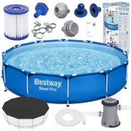 Karkasinis baseinas 366x76 56681, padengtas bestway siurbliu