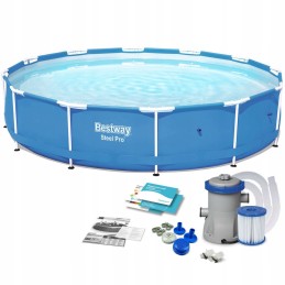 Karkasinis baseinas 366x76 56681, padengtas bestway siurbliu