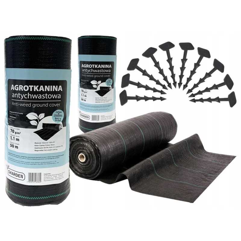 Skarden agrotekstilė 1,1x100m juoda 70g/m2 + 100 smeigtukų