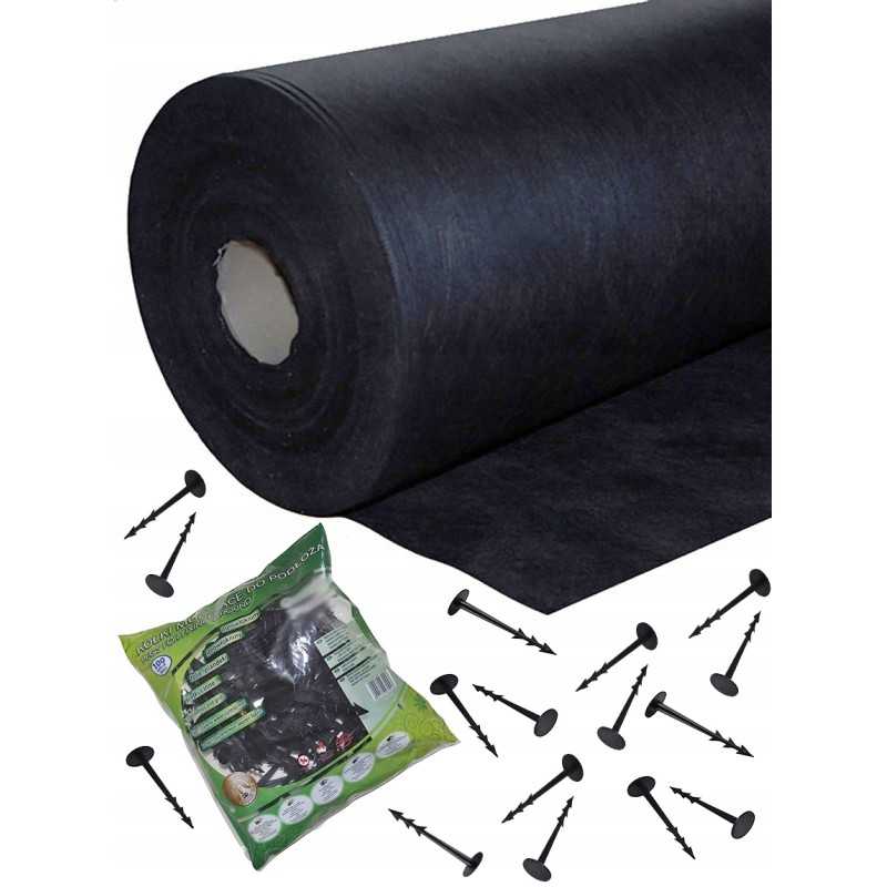 Agrotekstilė agrotekstilė 160cm 30m + smeigtukai, stora, tvirta, apsauganti nuo piktžolių