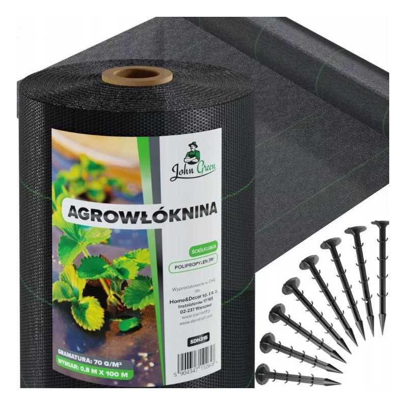 Agrotextile johngreen 70g 1,1x100m + 100 kaiščių linija nuo piktžolių