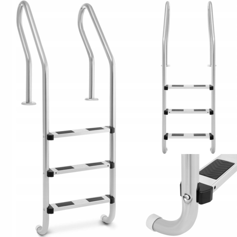 Uniprodo nerūdijančio plieno baseino kopėčios, 3 pakopos, 1600 mm