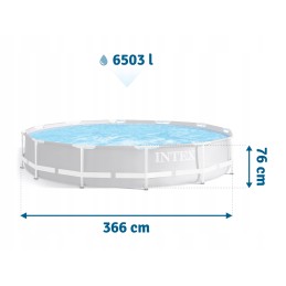 Didelis šeimos rėmo sodo baseinas, apvalus, intex, 366 x 76 cm