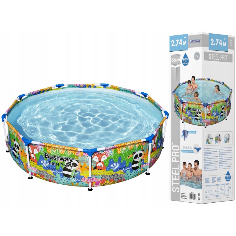 Panda spalvingo rėmo baseinas vaikams bestway panda 274 66 cm