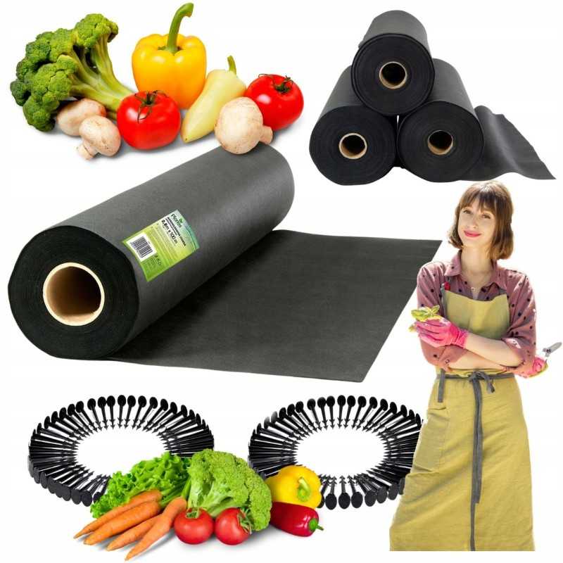 Agrotekstilė nuo piktžolių 0,8x100m 100 kaiščių nuo piktžolių UV stiprus