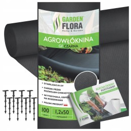 Agrotkanina nuo piktžolių agrotekstilė juoda 100g 1,2x50m uv3% tvirti inkarai