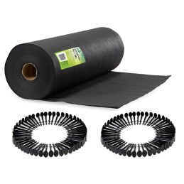 Plonos sodo agrotekstilė 1,6 m x 100 m + 100 smeigtukų