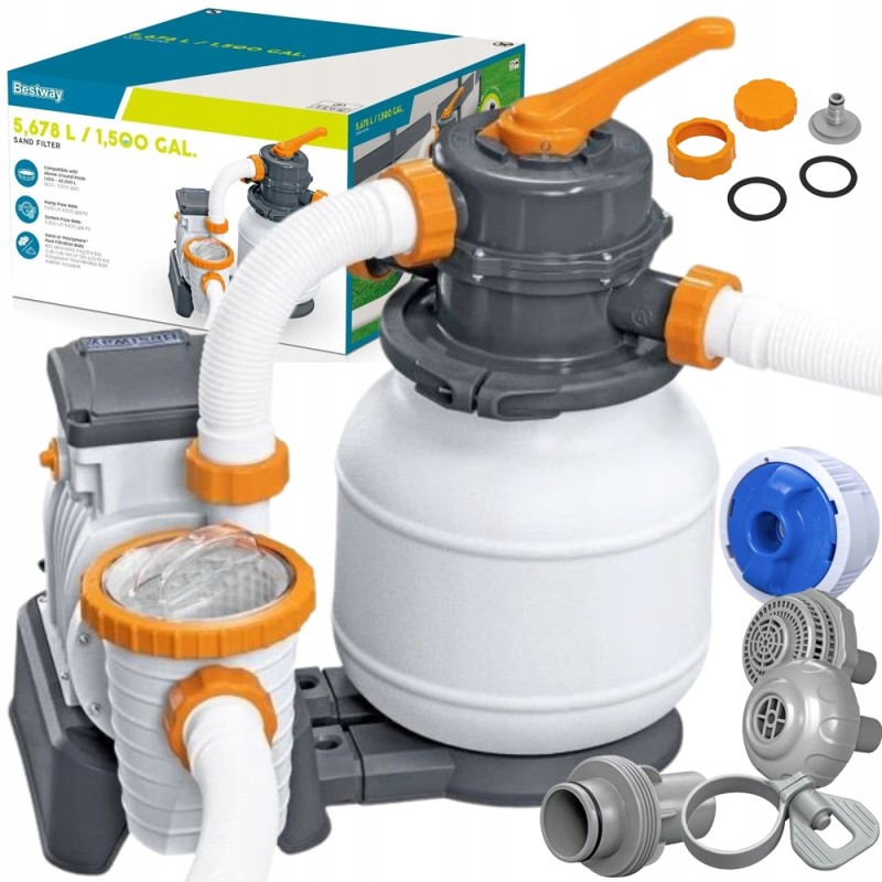 Bestway 58497 smėlio filtro siurblys baseinams 5678l h žarnų jungtys