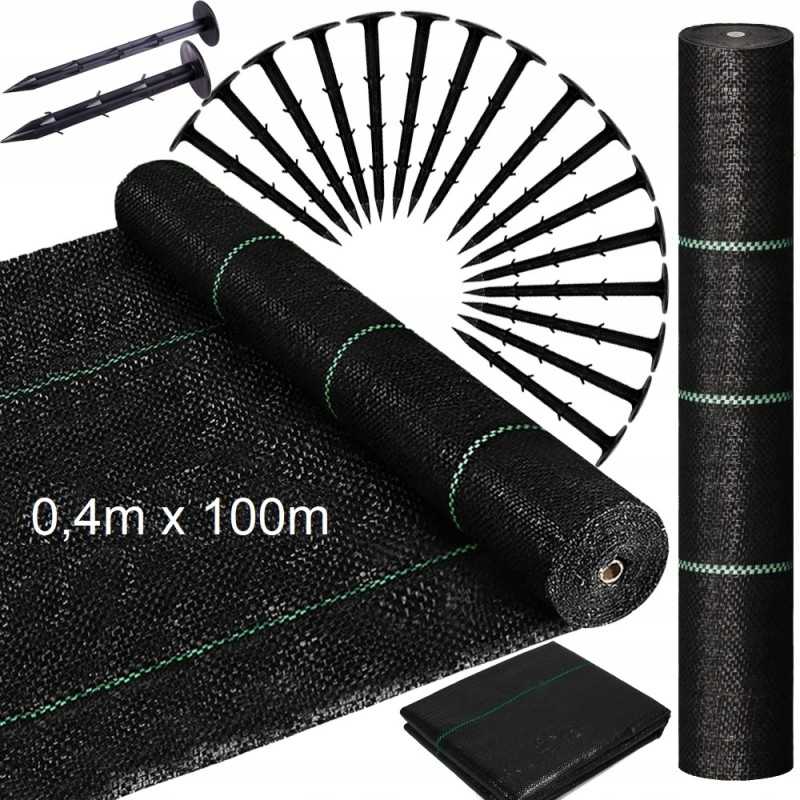 Stipri agrotekstilė / agrotekstilė piktžolėms 90g/m2, kilimėlis nuo piktžolių 0,4x100 + smeigtukai 50 vnt.