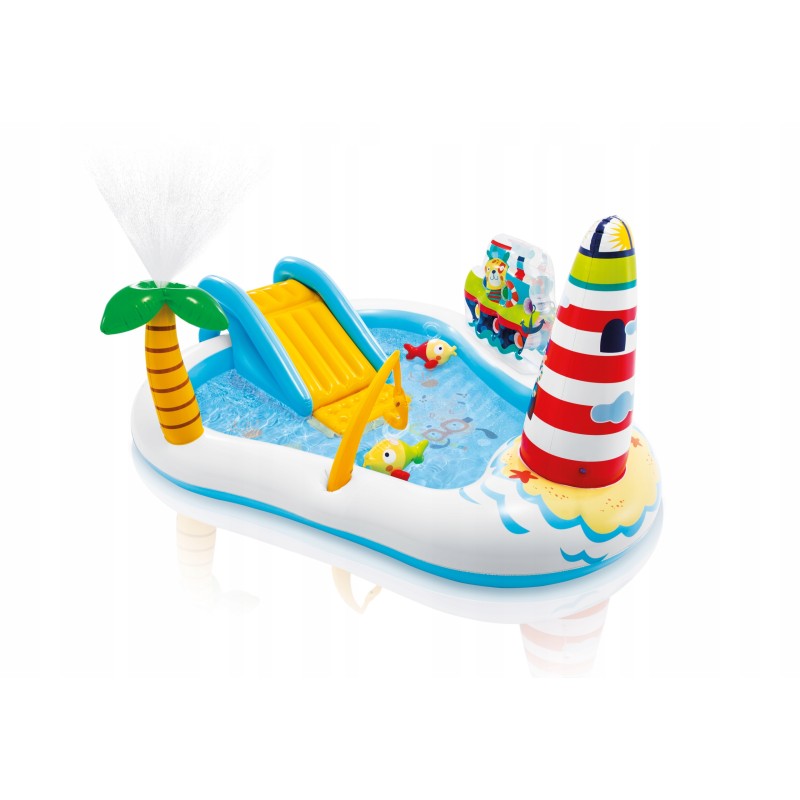 Pripučiamos žaidimų aikštelės baseino čiuožyklos žibintas laivas intex 57162