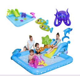 Bestway 53052 akvariumo pripučiamas baseinas yra puikių pramogų užburtame jūros būtybių pasaulyje garantas! su čiuožykla, aštuon