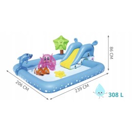 Bestway 53052 akvariumo pripučiamas baseinas yra puikių pramogų užburtame jūros būtybių pasaulyje garantas! su čiuožykla, aštuon