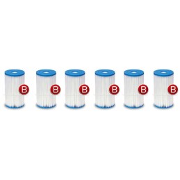 6 x siurblio filtrų komplektas, B tipo intex 29005
