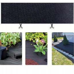 Agrotekstilė 90g 1,1x100m juoda UV agrotekstilė nuo piktžolių + smeigtukai 50vnt 10cm