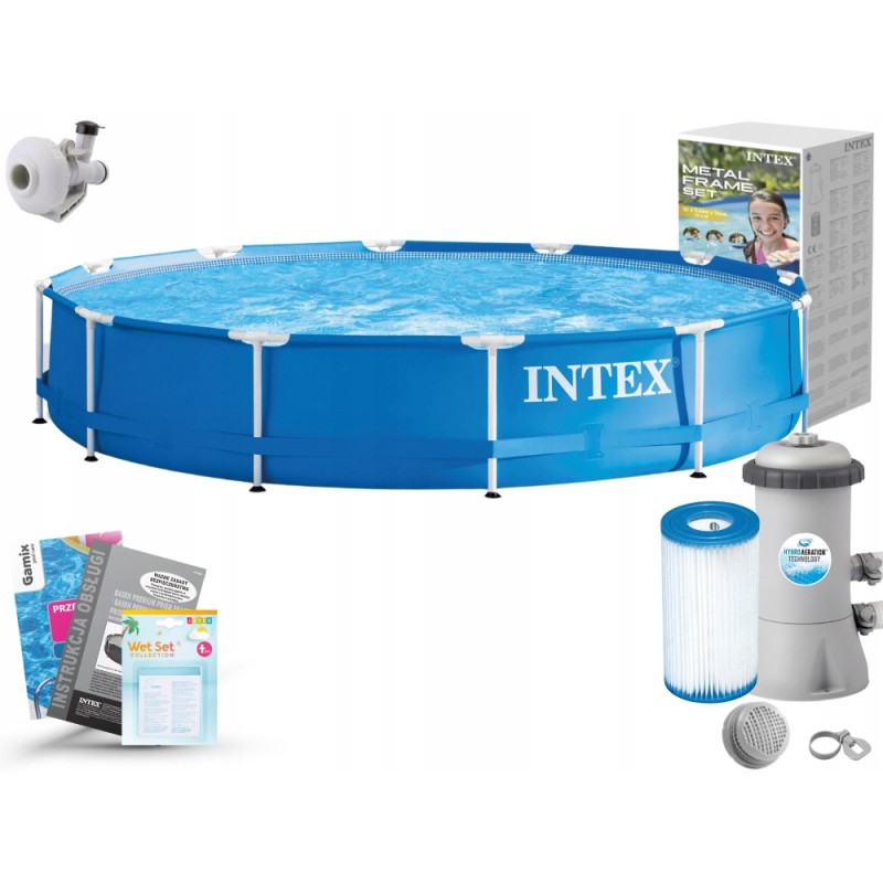 Plieninis sodo baseinas 366x76 su intex pompa