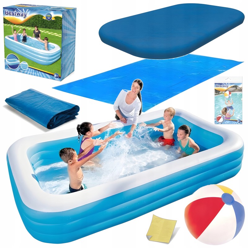 Sodo baseinas pripučiamas baseinas Bestway stačiakampis baseinas 305x183x56cm 5in1