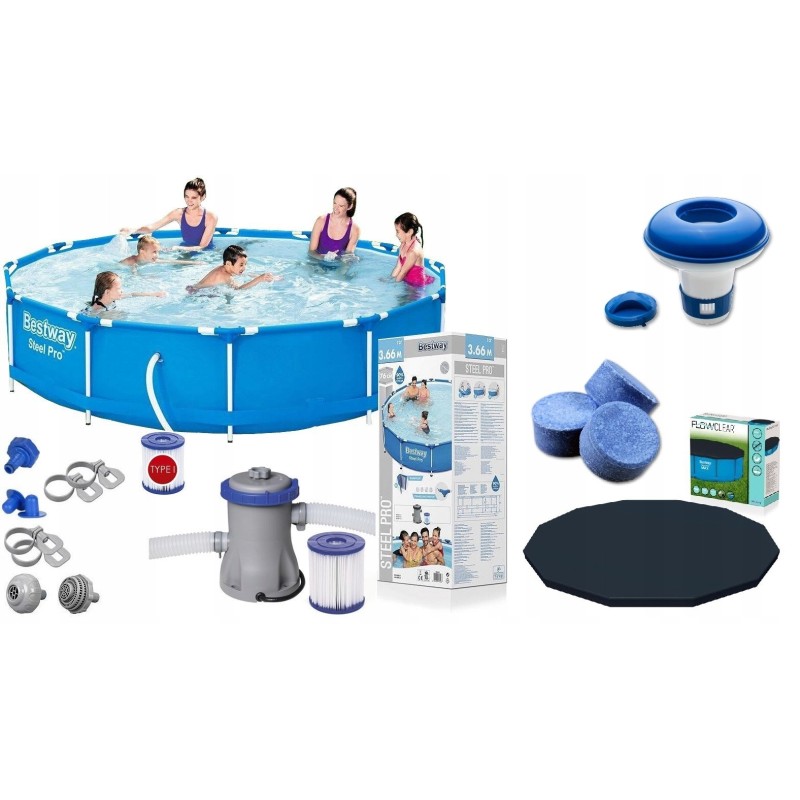 Bestway baseino 366x76 siurblio rėmas padengtas chemikalais