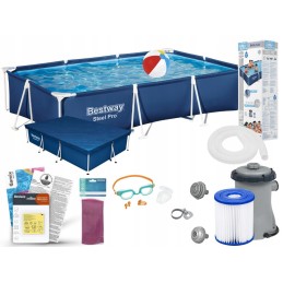 Plieninis sodo baseinas 300x201x66 bestway 56411 rinkinys 12in1 modelis 2024 m.