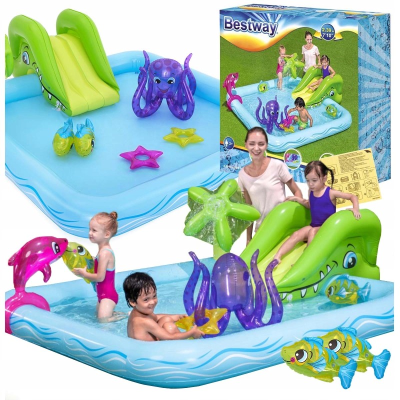 Vaikų baseinas vandens žaidimų aikštelė akvariumas čiuožykla fontanas bestway xxl