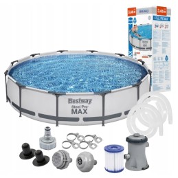 Bestway 366 x 76 šeimos rėmo baseino rinkinys, patvarus, filtro siurblys