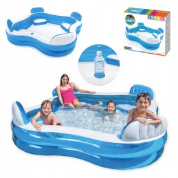 Didelis pripučiamas sodo baseinas su sėdyne ir kėdėmis, 229 cm intex