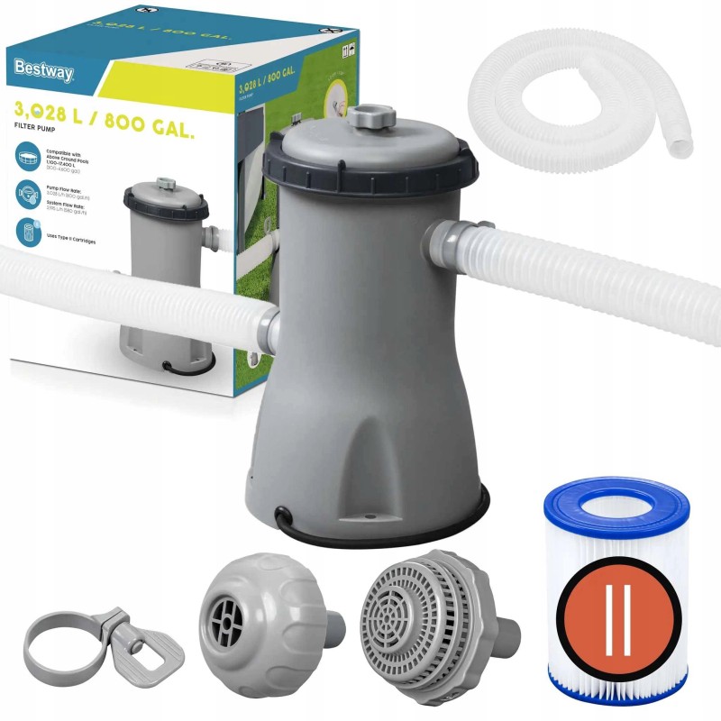 Filtro siurblys baseinams 3028l h bestway 58386 kasetė su filtru