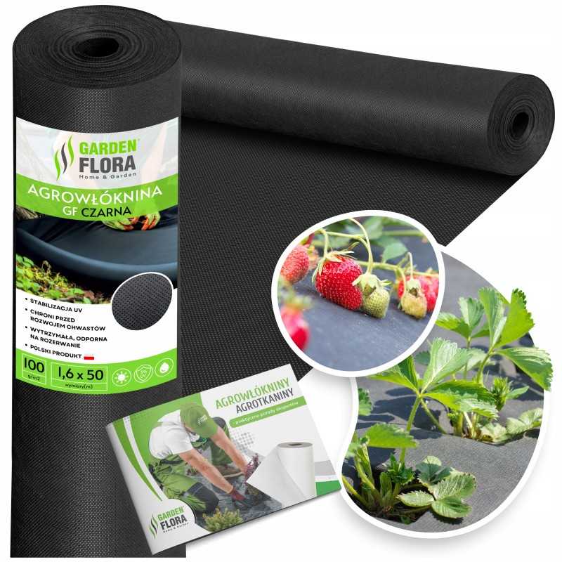Agro GF nuo piktžolių agrotekstilė 1,6x50m juoda piktžolėms stora 100g