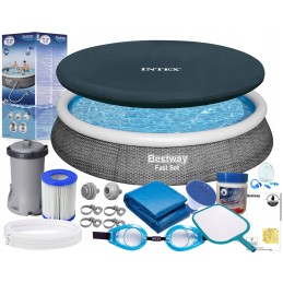 Bestway 57376 išsiplėtimo baseino sodo apvalus 396x84 cm siurblio dangtis