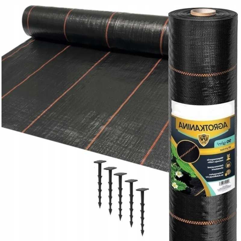 Juoda UV agrotekstilė 3% apsauga nuo piktžolių + nemokami kaiščiai 1,1x50m 90g