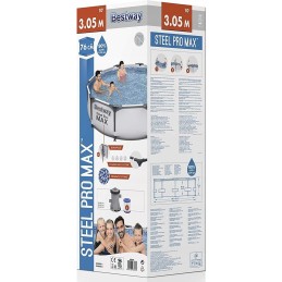 Sodo baseinas 20in1 rėmas bestway 56408 305x76 pilkas pilnas komplektas