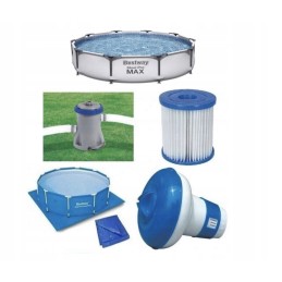 Sodo baseinas 20in1 rėmas bestway 56408 305x76 pilkas pilnas komplektas