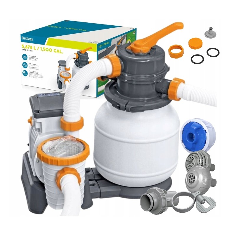 Smėlio siurblys baseinams, filtras baseinams 5678 lh, žarnų jungtys 58497