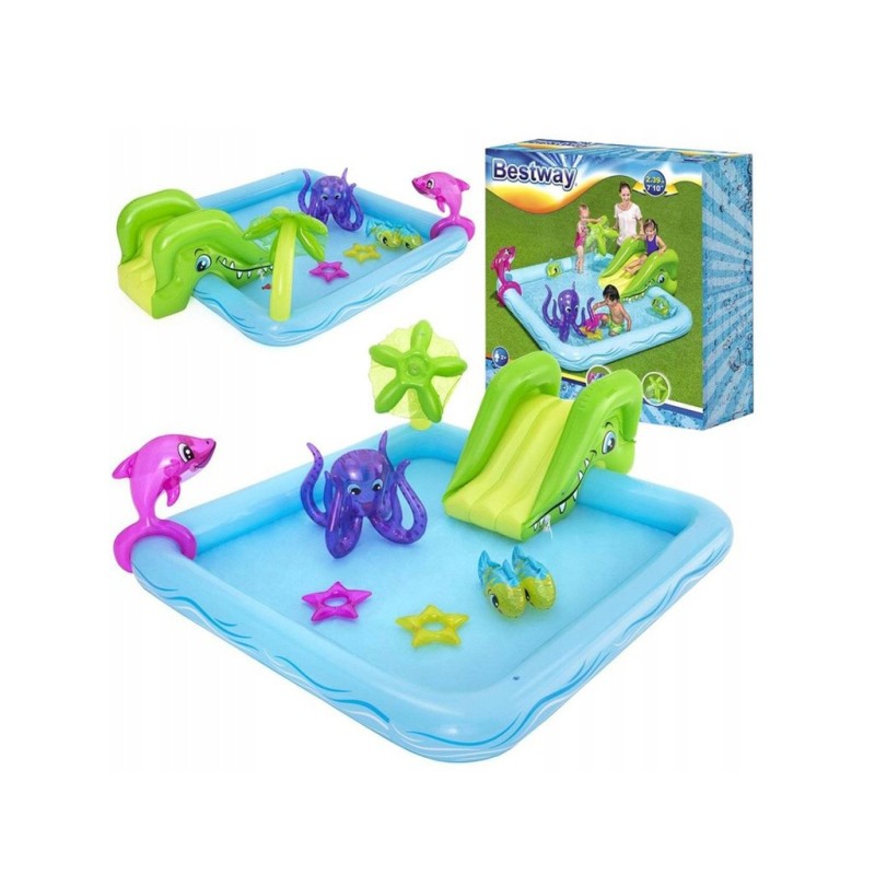 Vaikų baseinas su pripučiama sodo čiuožykla