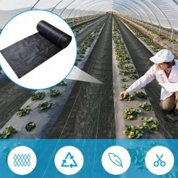 Nuo piktžolių agrotekstilė agrotekstilė 90g juoda 1,6x50m UV 3% kaiščiai
